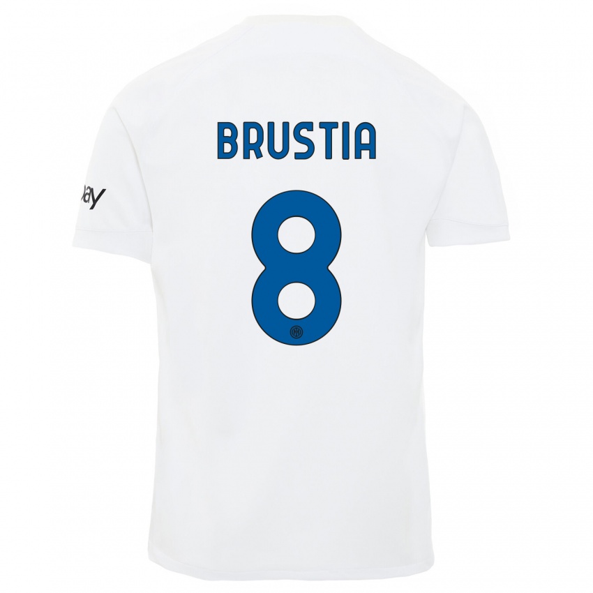 Kinder Martina Brustia #8 Weiß Auswärtstrikot Trikot 2023/24 T-Shirt Belgien