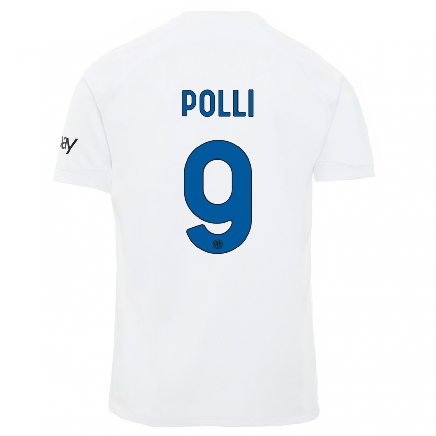 Kinder Elisa Polli #9 Weiß Auswärtstrikot Trikot 2023/24 T-Shirt Belgien