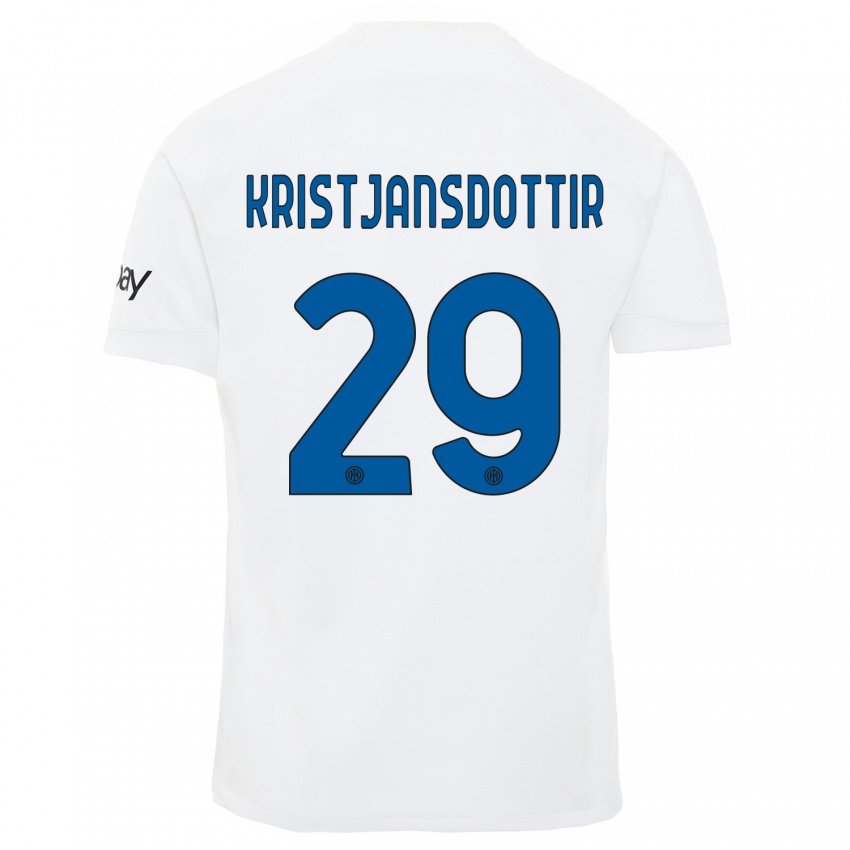 Kinder Anna Bjork Kristjansdottir #29 Weiß Auswärtstrikot Trikot 2023/24 T-Shirt Belgien