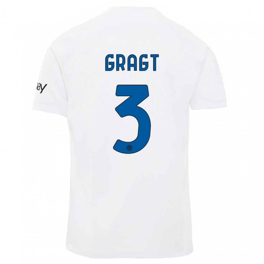 Kinderen Stefanie Van Der Gragt #3 Wit Uitshirt Uittenue 2023/24 T-Shirt België