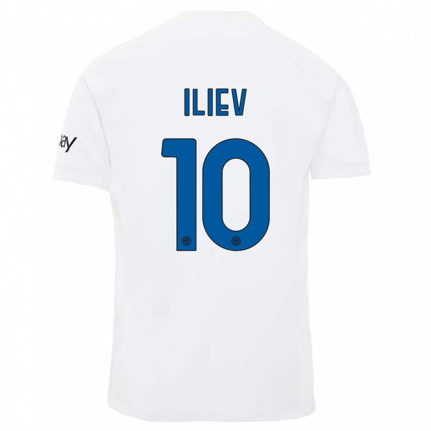 Kinder Nikola Iliev #10 Weiß Auswärtstrikot Trikot 2023/24 T-Shirt Belgien