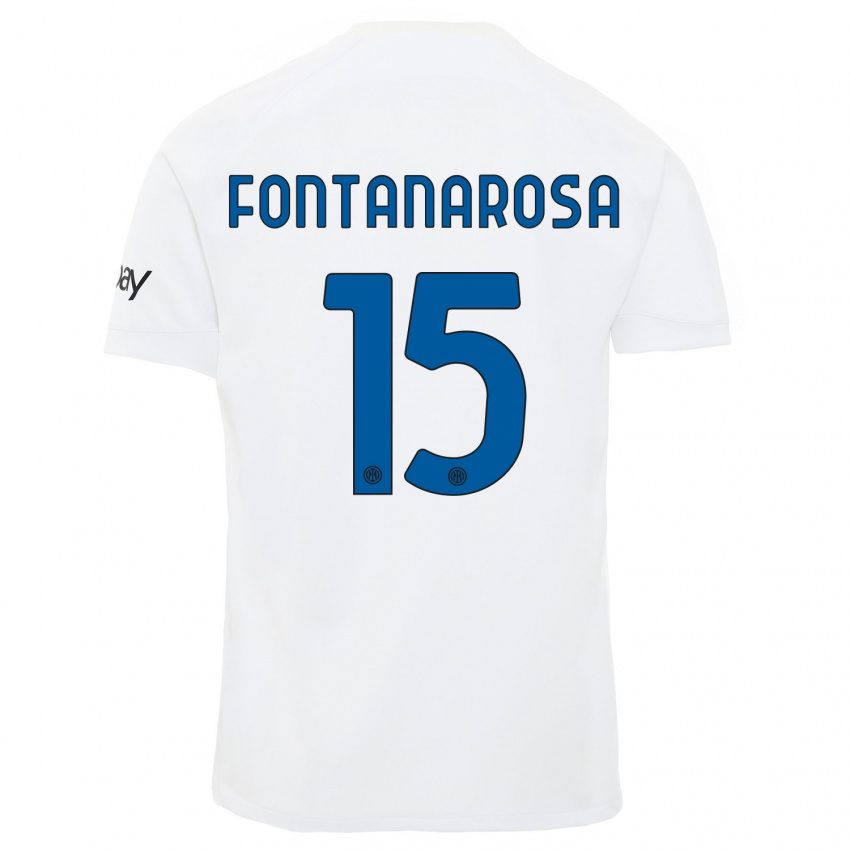 Enfant Maillot Alessandro Fontanarosa #15 Blanc Tenues Extérieur 2023/24 T-Shirt Belgique