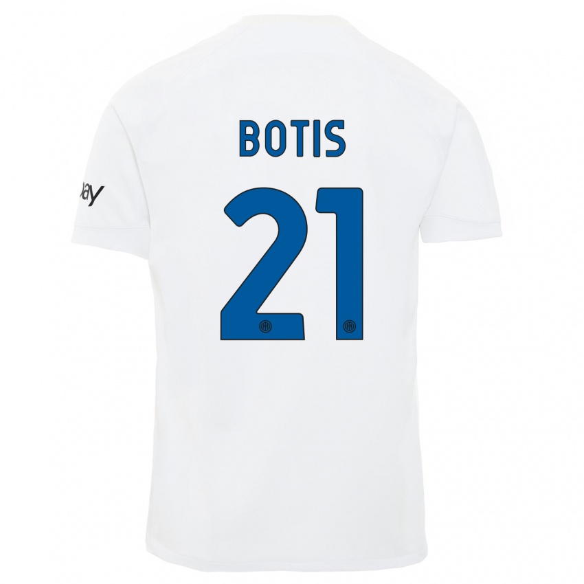 Kinder Nikolaos Botis #21 Weiß Auswärtstrikot Trikot 2023/24 T-Shirt Belgien