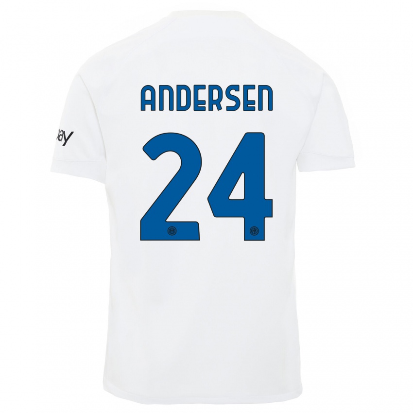 Kinder Silas Andersen #24 Weiß Auswärtstrikot Trikot 2023/24 T-Shirt Belgien