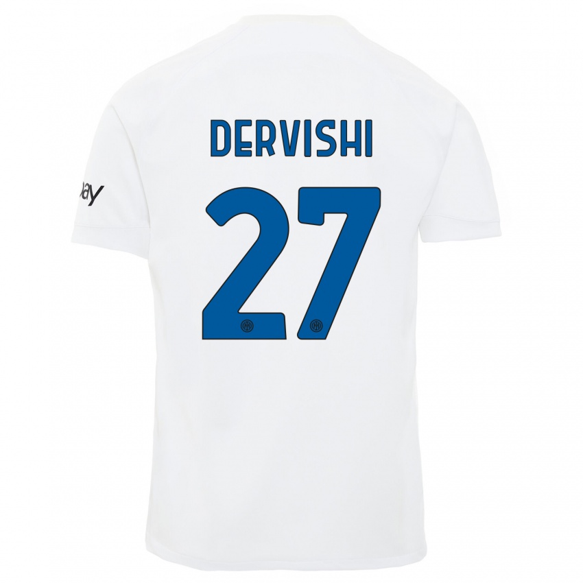 Kinder Kristian Dervishi #27 Weiß Auswärtstrikot Trikot 2023/24 T-Shirt Belgien