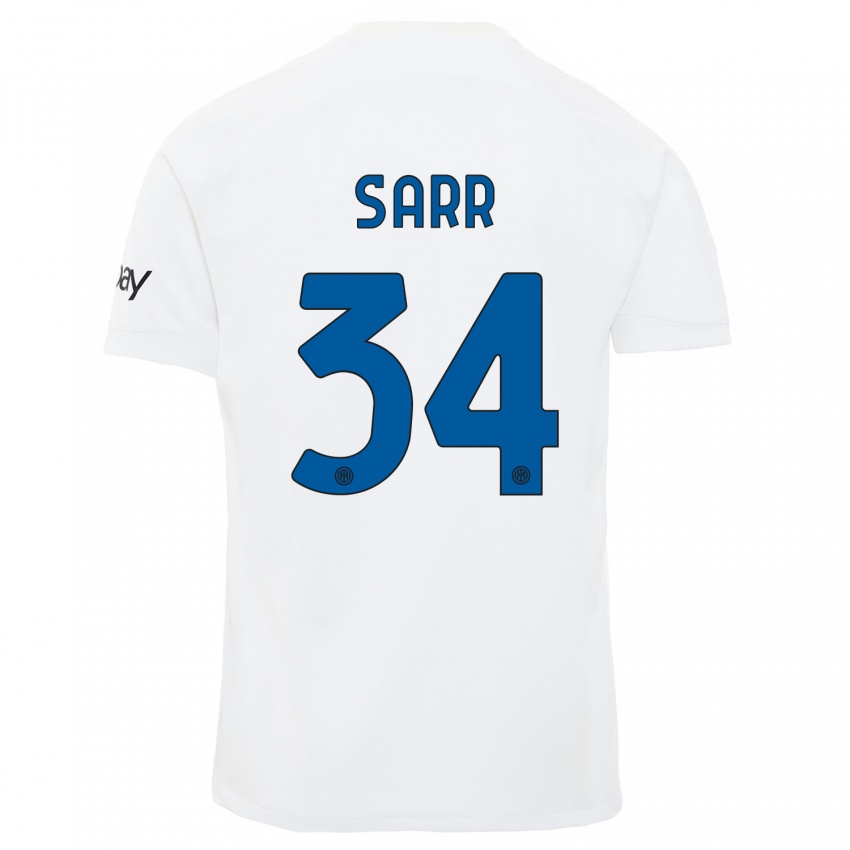 Kinder Amadou Sarr #34 Weiß Auswärtstrikot Trikot 2023/24 T-Shirt Belgien