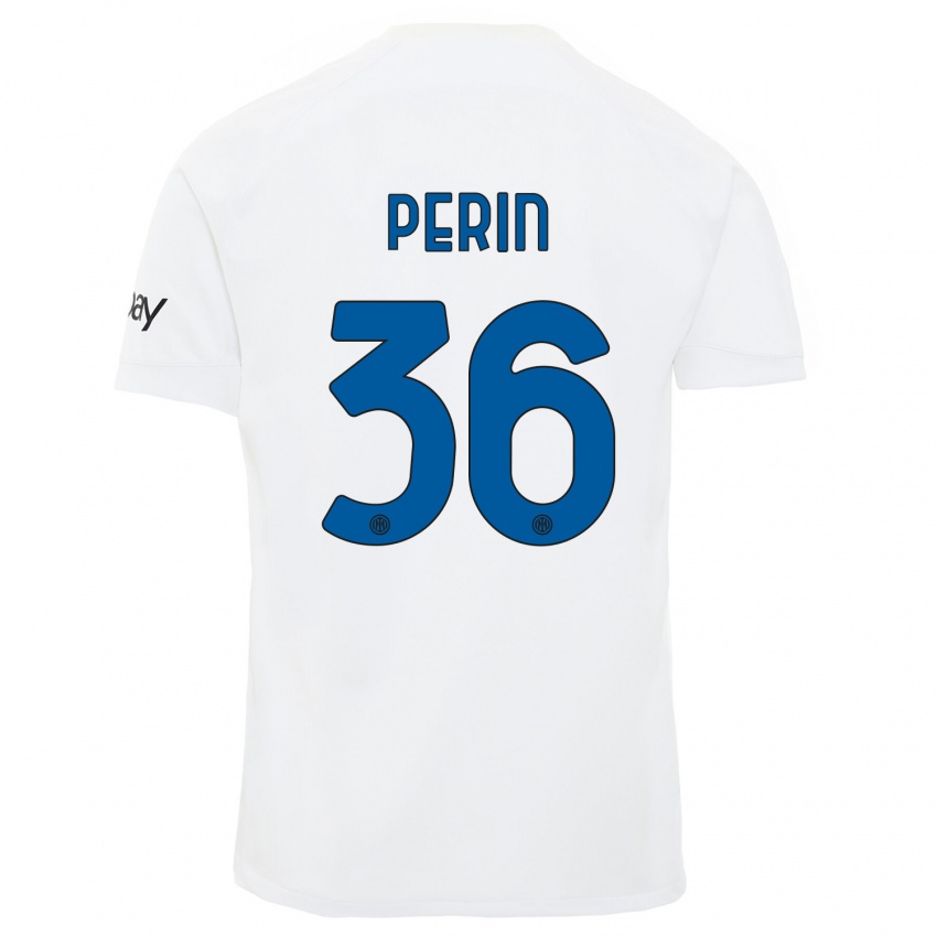 Kinder Nicolo Perin #36 Weiß Auswärtstrikot Trikot 2023/24 T-Shirt Belgien