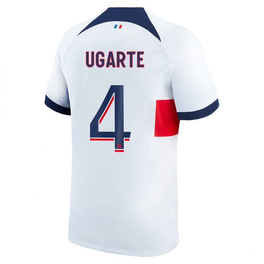 Kinder Manuel Ugarte #4 Weiß Auswärtstrikot Trikot 2023/24 T-Shirt Belgien