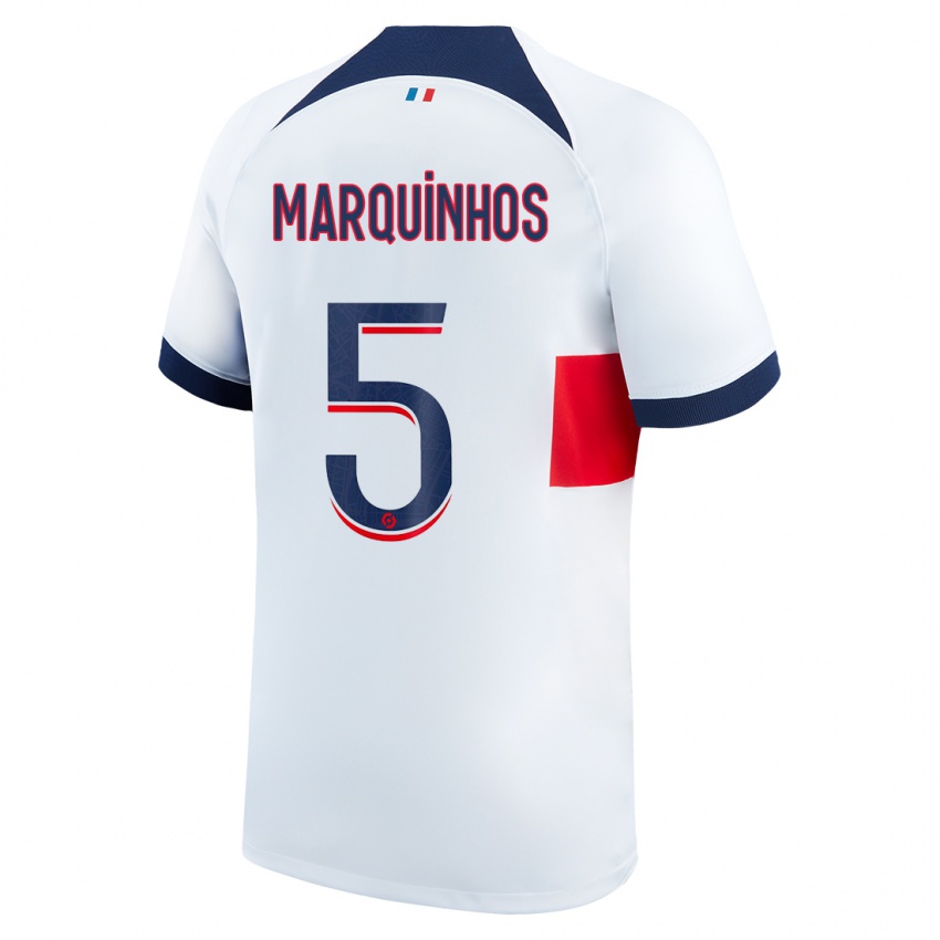 Kinder Marquinhos #5 Weiß Auswärtstrikot Trikot 2023/24 T-Shirt Belgien