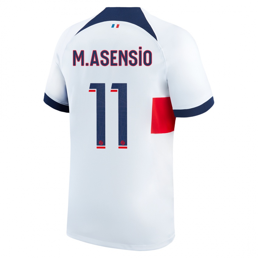 Kinder Marco Asensio #11 Weiß Auswärtstrikot Trikot 2023/24 T-Shirt Belgien