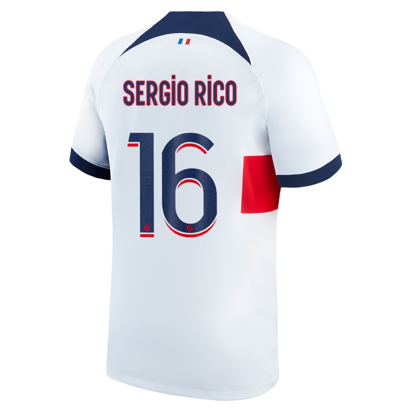 Kinder Sergio Rico #16 Weiß Auswärtstrikot Trikot 2023/24 T-Shirt Belgien