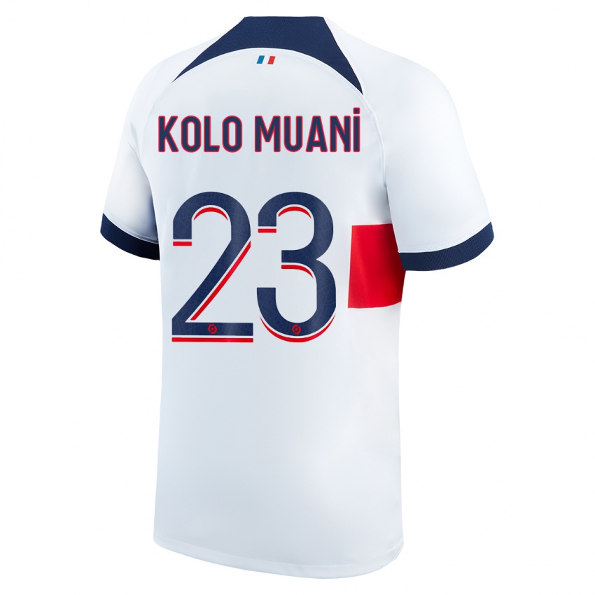Kinder Randal Kolo Muani #23 Weiß Auswärtstrikot Trikot 2023/24 T-Shirt Belgien