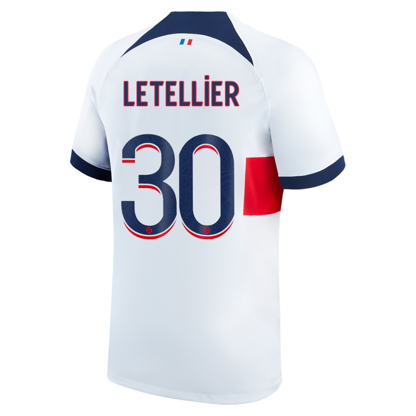 Kinder Alexandre Letellier #30 Weiß Auswärtstrikot Trikot 2023/24 T-Shirt Belgien
