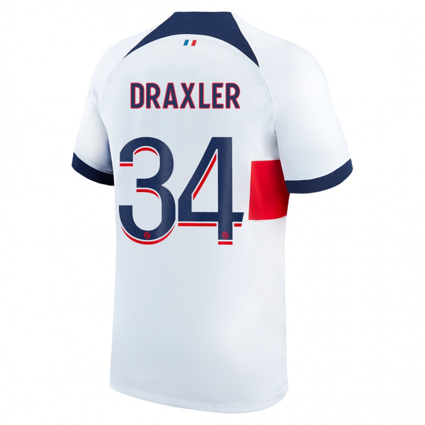 Kinderen Julian Draxler #34 Wit Uitshirt Uittenue 2023/24 T-Shirt België