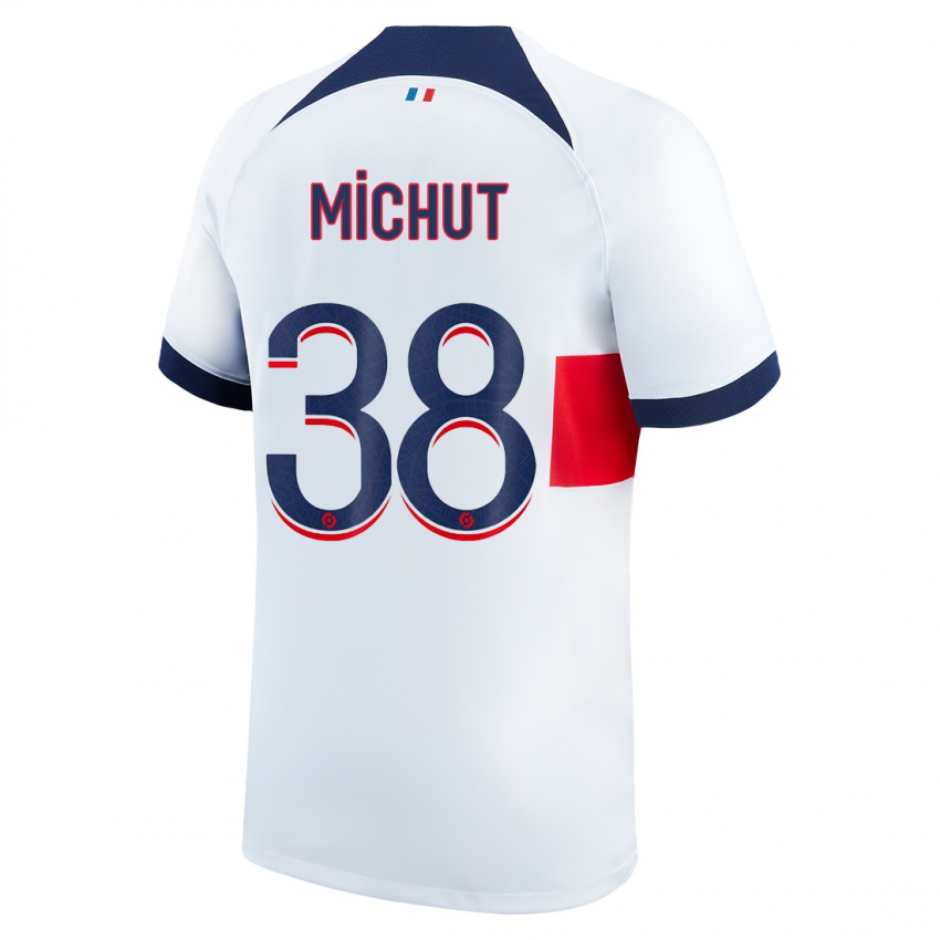 Kinder Edouard Michut #38 Weiß Auswärtstrikot Trikot 2023/24 T-Shirt Belgien