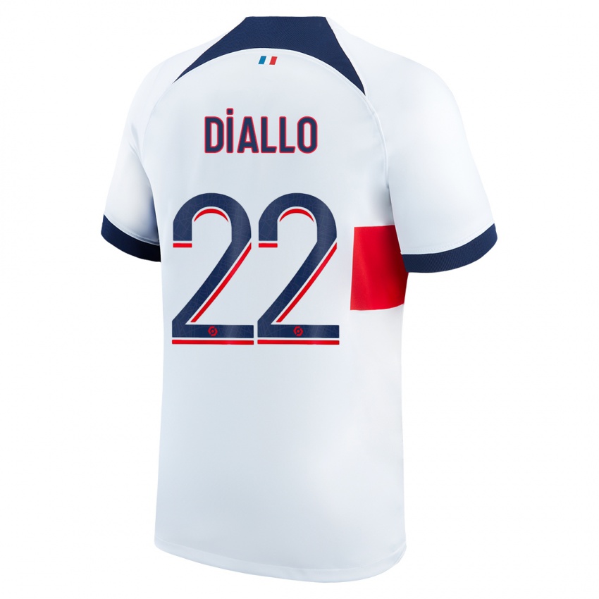 Kinderen Abdou Diallo #22 Wit Uitshirt Uittenue 2023/24 T-Shirt België