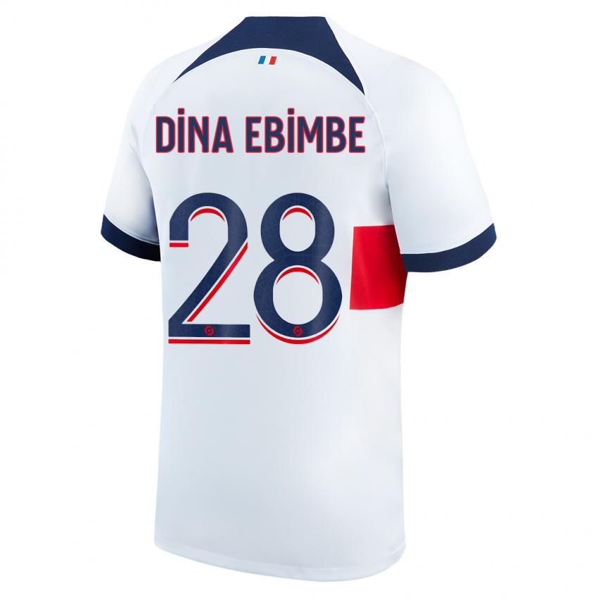 Kinder Eric Junior Dina Ebimbe #28 Weiß Auswärtstrikot Trikot 2023/24 T-Shirt Belgien