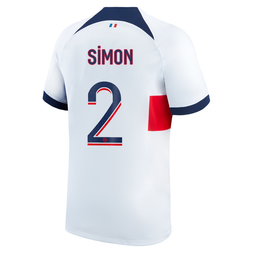 Enfant Maillot Benedicte Simon #2 Blanc Tenues Extérieur 2023/24 T-Shirt Belgique