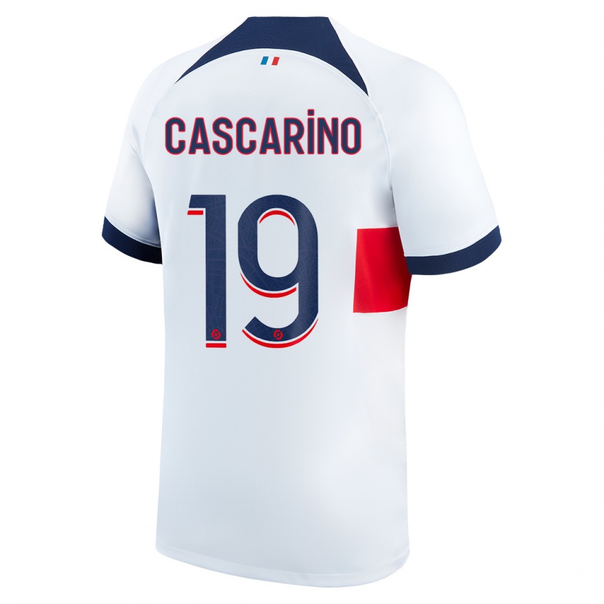 Kinder Estelle Cascarino #19 Weiß Auswärtstrikot Trikot 2023/24 T-Shirt Belgien