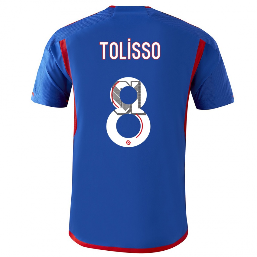 Kinderen Corentin Tolisso #8 Blauw Rood Uitshirt Uittenue 2023/24 T-Shirt België