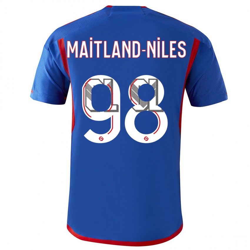 Kinderen Ainsley Maitland-Niles #98 Blauw Rood Uitshirt Uittenue 2023/24 T-Shirt België