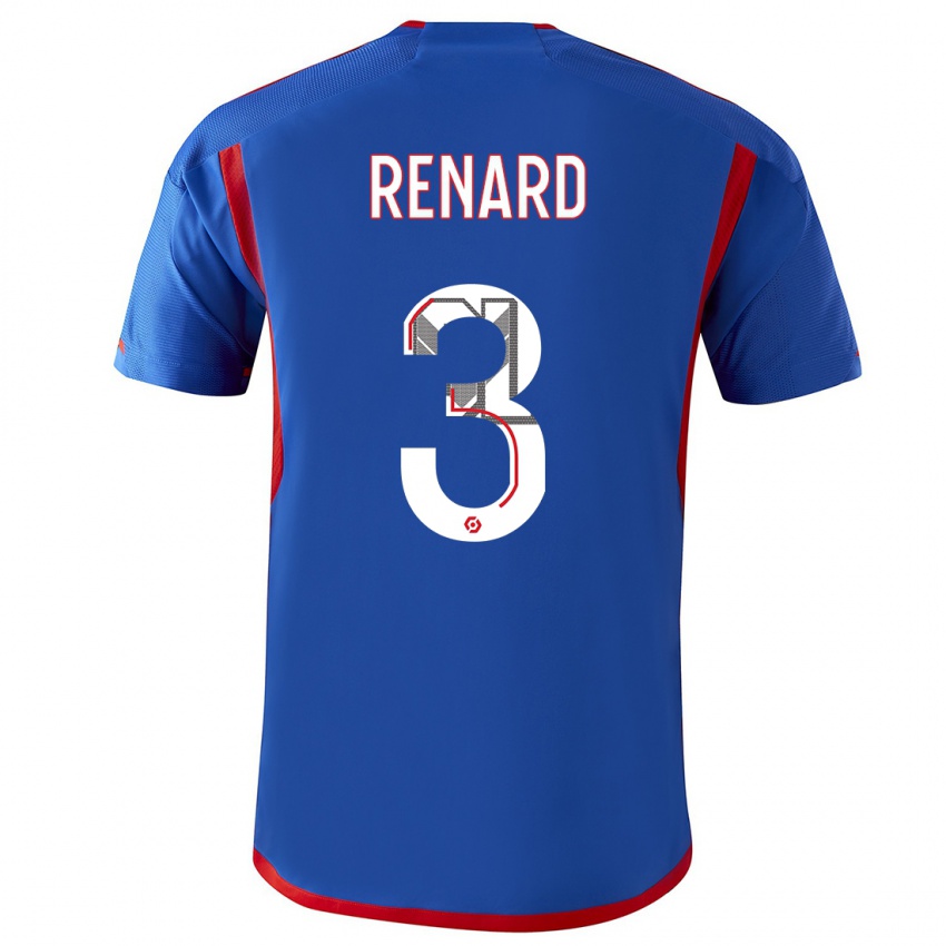 Kinder Wendie Renard #3 Blau Rot Auswärtstrikot Trikot 2023/24 T-Shirt Belgien
