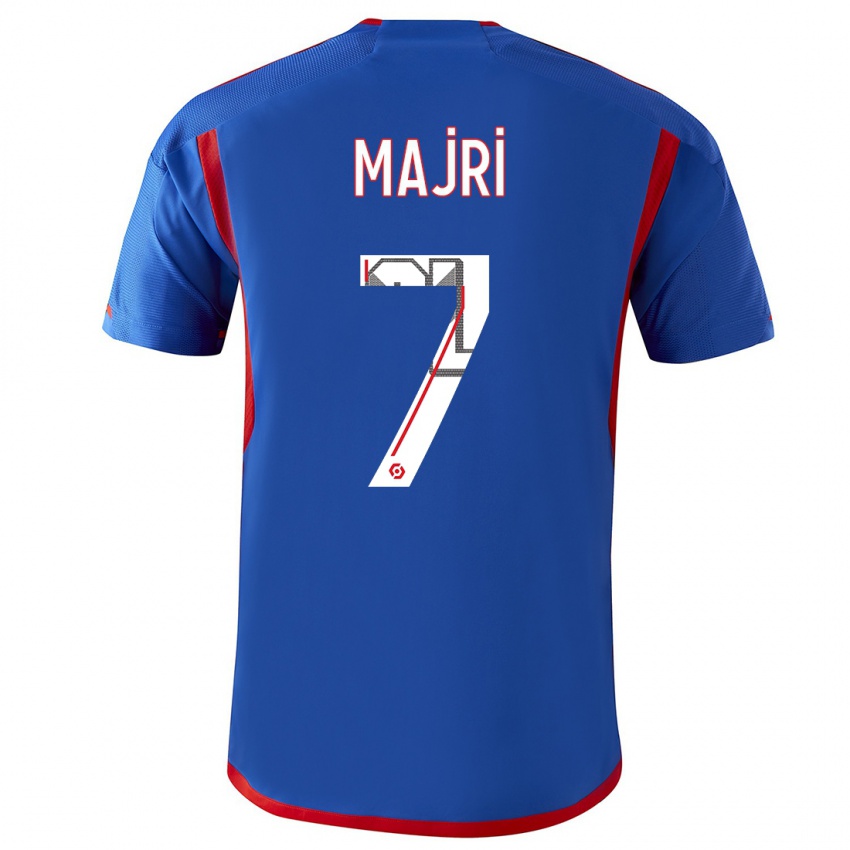 Enfant Maillot Amel Majri #7 Bleu Rouge Tenues Extérieur 2023/24 T-Shirt Belgique