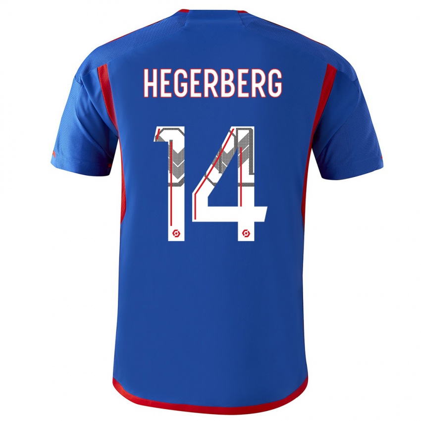 Kinder Ada Hegerberg #14 Blau Rot Auswärtstrikot Trikot 2023/24 T-Shirt Belgien