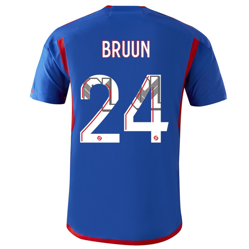 Kinder Signe Bruun #24 Blau Rot Auswärtstrikot Trikot 2023/24 T-Shirt Belgien