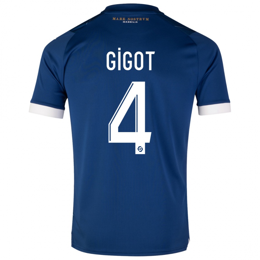 Enfant Maillot Samuel Gigot #4 Bleu Foncé Tenues Extérieur 2023/24 T-Shirt Belgique
