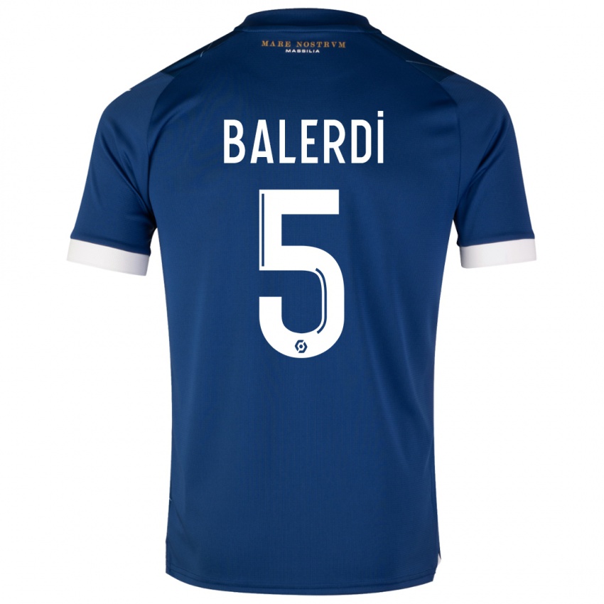 Kinderen Leonardo Balerdi #5 Donkerblauw Uitshirt Uittenue 2023/24 T-Shirt België