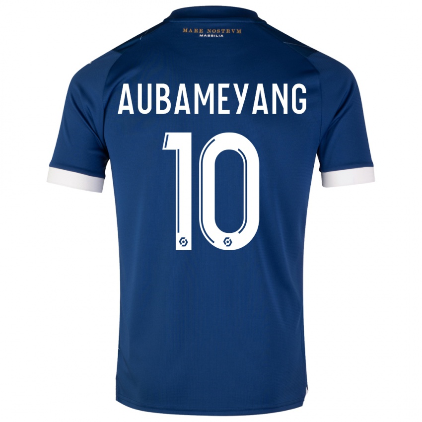 Kinderen Pierre-Emerick Aubameyang #10 Donkerblauw Uitshirt Uittenue 2023/24 T-Shirt België