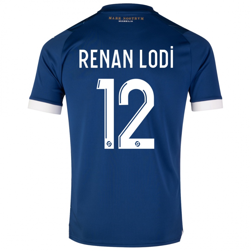Enfant Maillot Renan Lodi #12 Bleu Foncé Tenues Extérieur 2023/24 T-Shirt Belgique