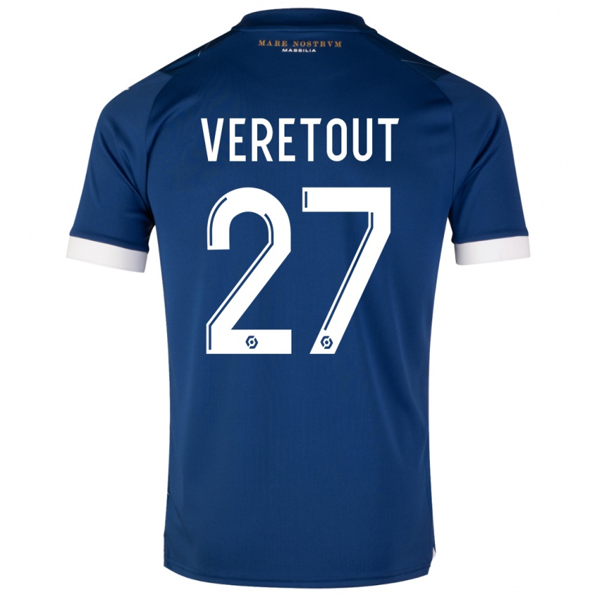 Enfant Maillot Jordan Veretout #27 Bleu Foncé Tenues Extérieur 2023/24 T-Shirt Belgique