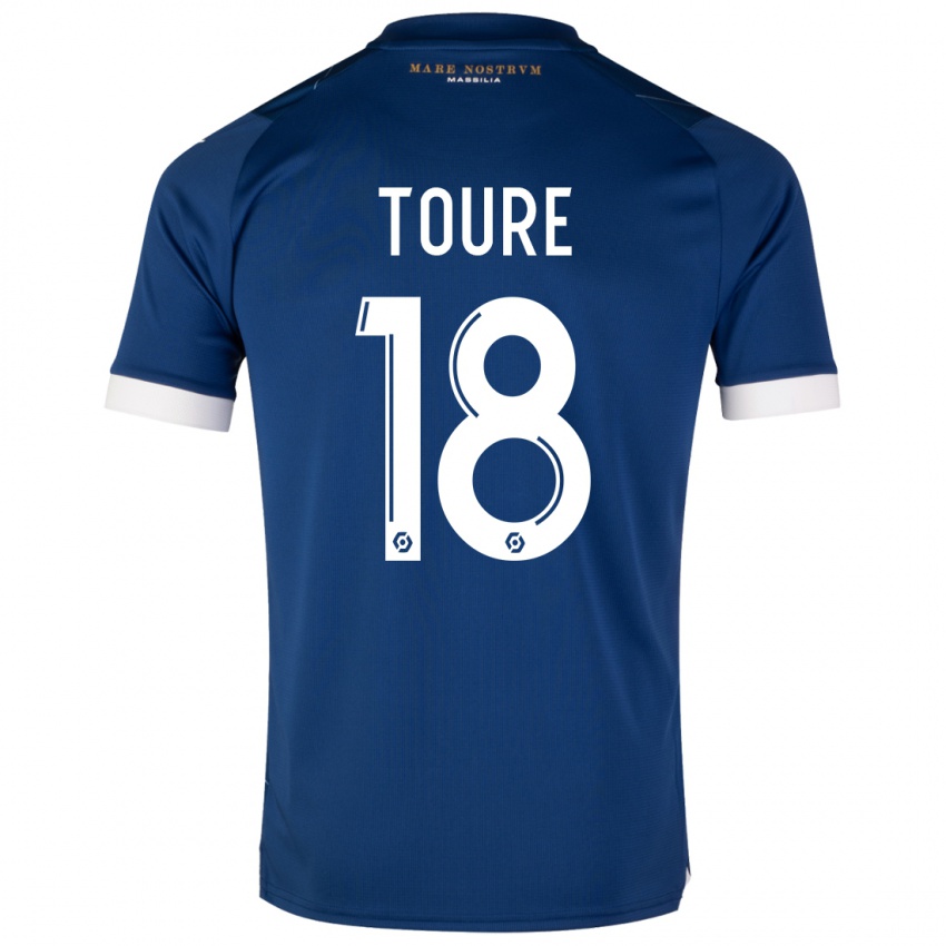Enfant Maillot Isaak Toure #18 Bleu Foncé Tenues Extérieur 2023/24 T-Shirt Belgique