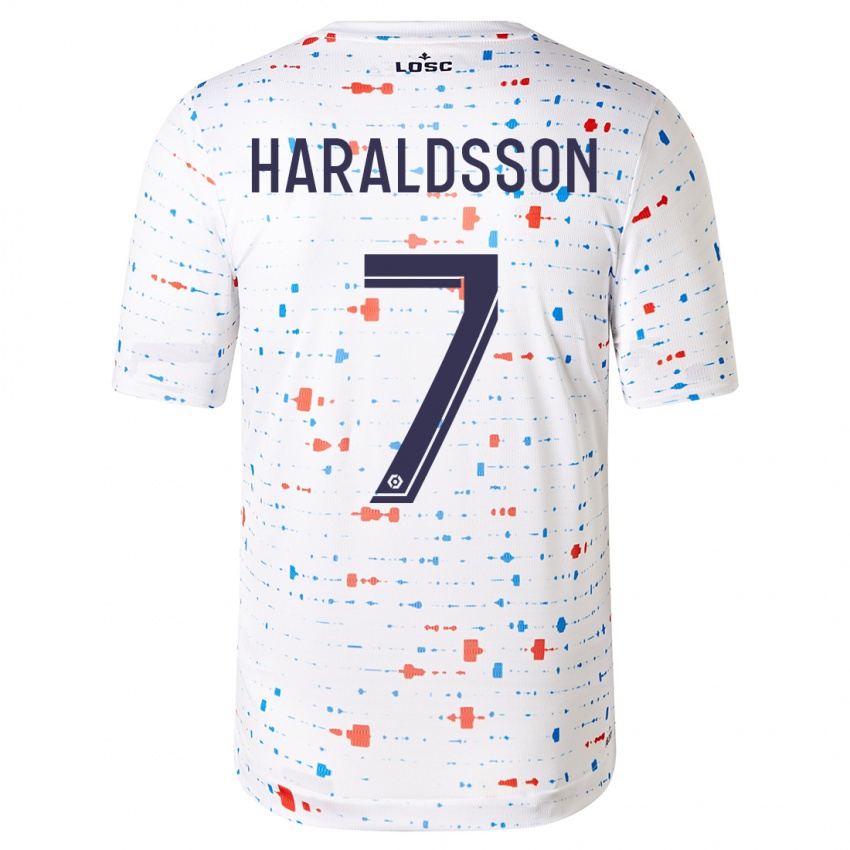 Kinder Hákon Arnar Haraldsson #7 Weiß Auswärtstrikot Trikot 2023/24 T-Shirt Belgien
