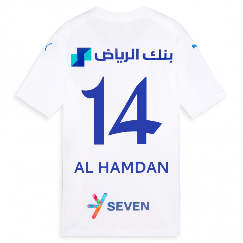 Kinder Abdullah Al-Hamdan #14 Weiß Auswärtstrikot Trikot 2023/24 T-Shirt Belgien
