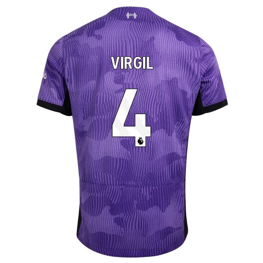 Kinder Virgil Van Dijk #4 Lila Ausweichtrikot Trikot 2023/24 T-Shirt Belgien