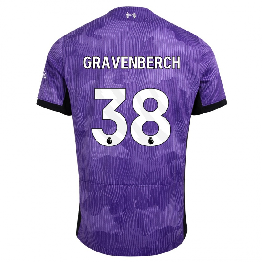 Kinder Ryan Gravenberch #38 Lila Ausweichtrikot Trikot 2023/24 T-Shirt Belgien