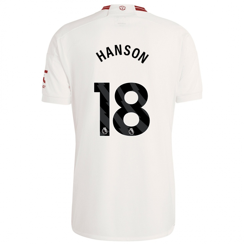 Kinder Kirsty Hanson #18 Weiß Ausweichtrikot Trikot 2023/24 T-Shirt Belgien