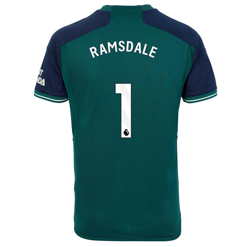 Enfant Maillot Aaron Ramsdale #1 Vert Troisieme 2023/24 T-Shirt Belgique