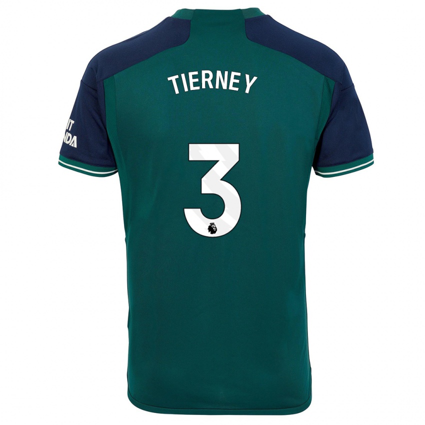 Kinder Kieran Tierney #3 Grün Ausweichtrikot Trikot 2023/24 T-Shirt Belgien