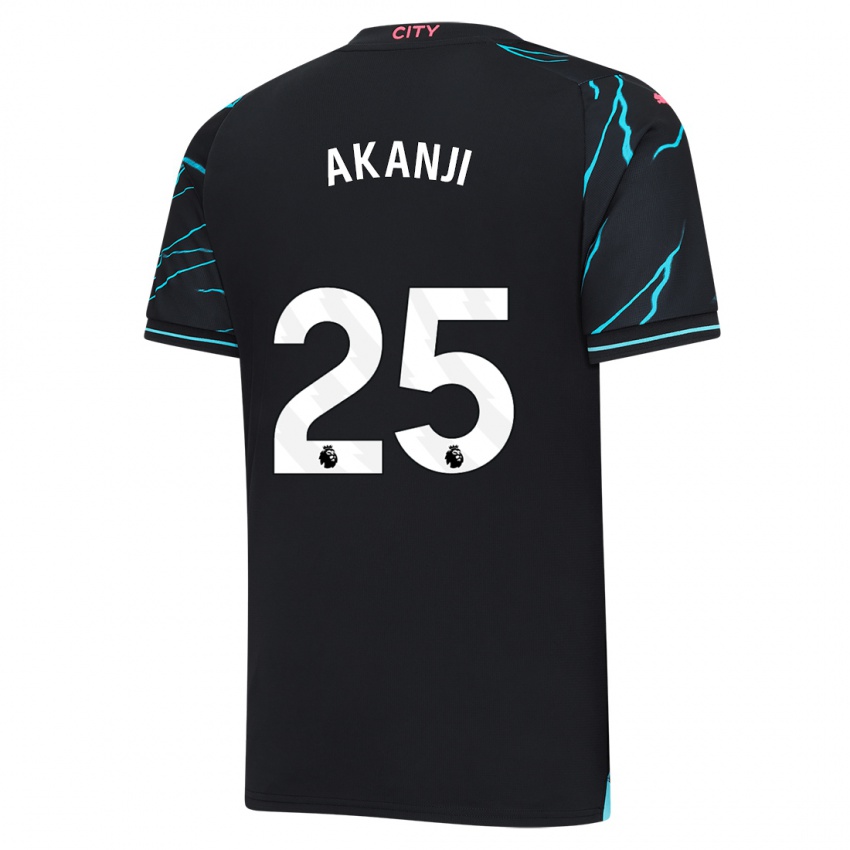 Kinder Manuel Akanji #25 Dunkelblau Ausweichtrikot Trikot 2023/24 T-Shirt Belgien