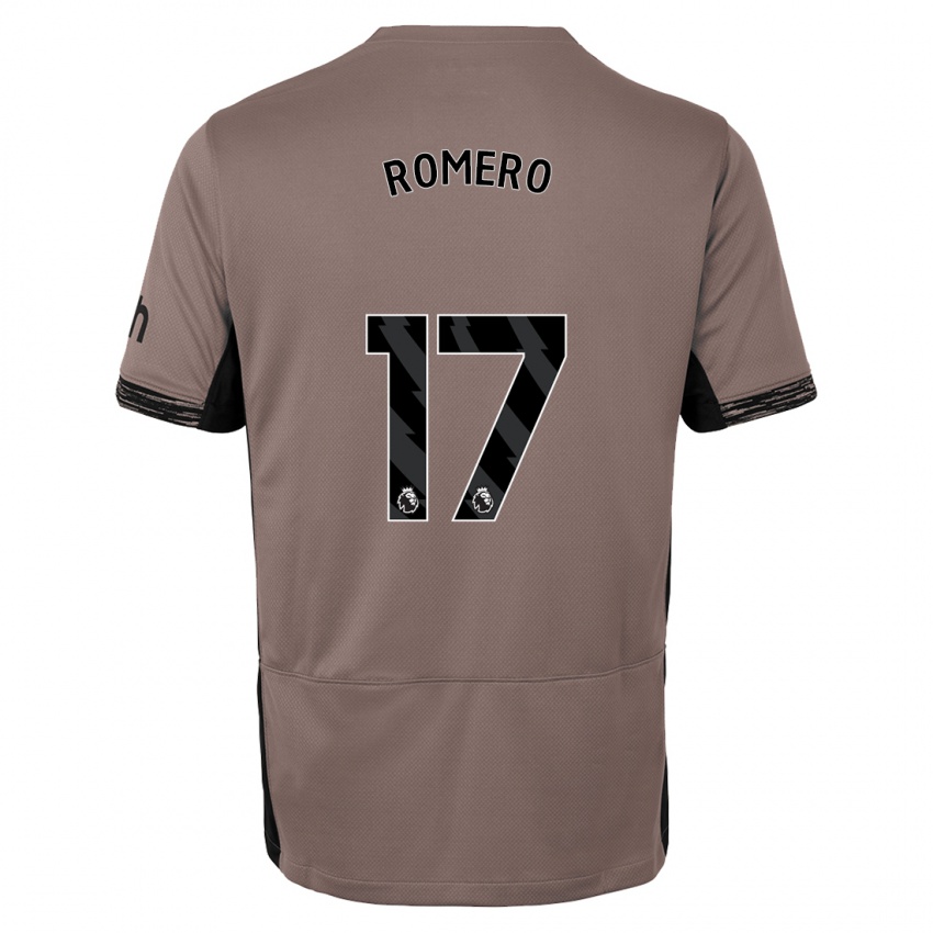 Kinderen Cristian Romero #17 Donker Beige Thuisshirt Derde Tenue 2023/24 T-Shirt België