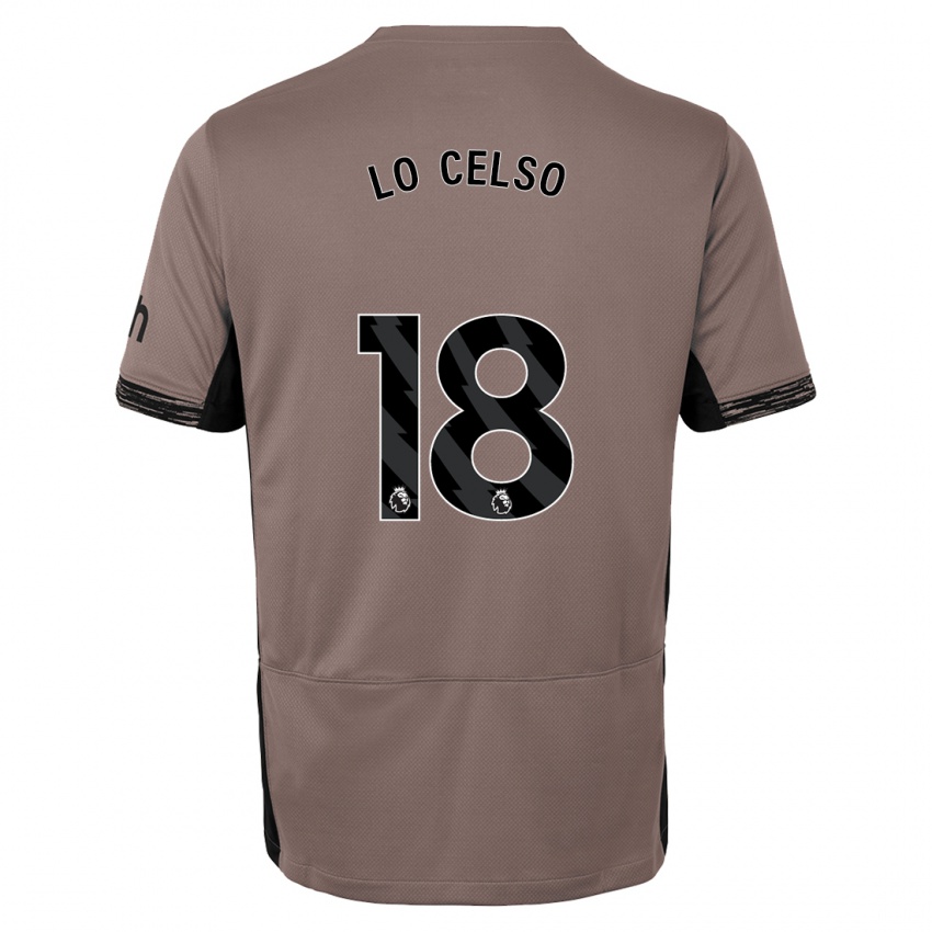 Kinder Giovani Lo Celso #18 Dunkelbeige Ausweichtrikot Trikot 2023/24 T-Shirt Belgien