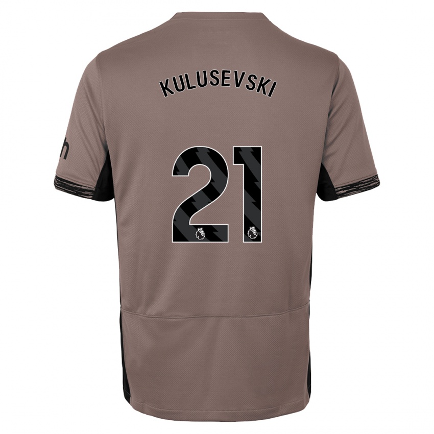 Enfant Maillot Dejan Kulusevski #21 Beige Foncé Troisieme 2023/24 T-Shirt Belgique