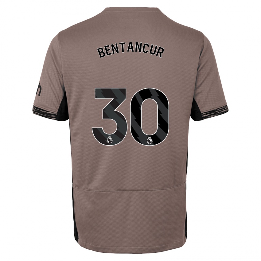 Kinder Rodrigo Bentancur #30 Dunkelbeige Ausweichtrikot Trikot 2023/24 T-Shirt Belgien