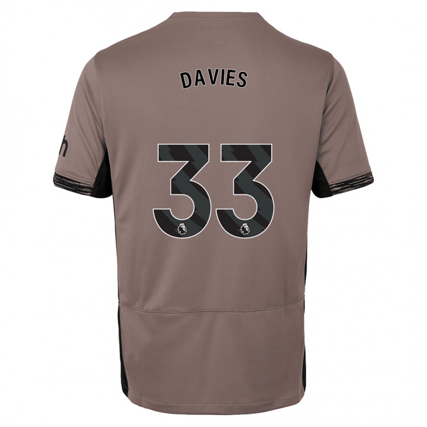 Kinder Ben Davies #33 Dunkelbeige Ausweichtrikot Trikot 2023/24 T-Shirt Belgien
