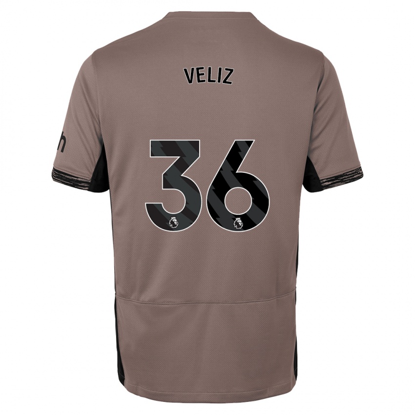 Kinder Alejo Véliz #36 Dunkelbeige Ausweichtrikot Trikot 2023/24 T-Shirt Belgien