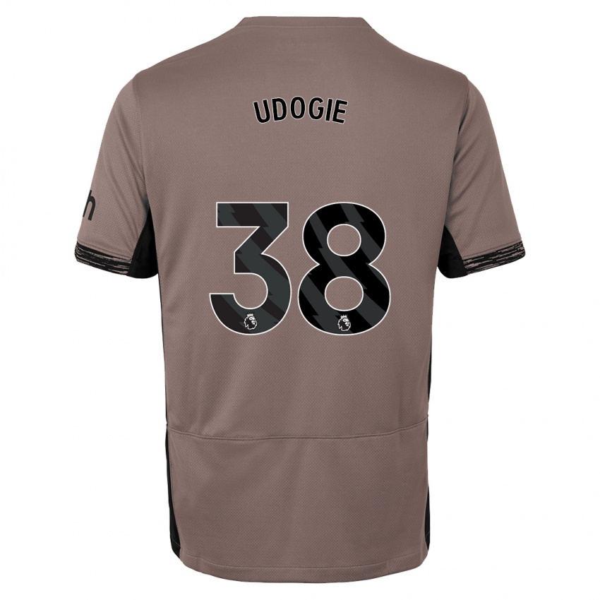 Kinder Destiny Udogie #38 Dunkelbeige Ausweichtrikot Trikot 2023/24 T-Shirt Belgien